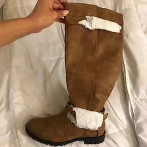 Mid calf cognac boots size 6